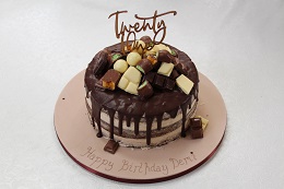 chocolate topped 21st birthday drip cake